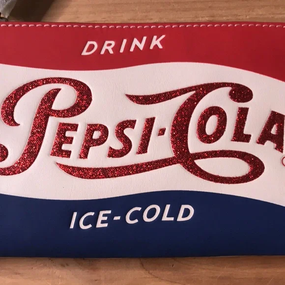 Coach x Pepsi Collab Retro Vintage Glittering Pepsi Cola Zipper Wristlet Pouch - Picture 2 of 16